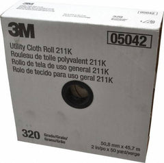 3M - 2" x 50 Yd 320 Grit Aluminum Oxide Cloth Roll - Extra Fine Grade, J Weighted Backing - USA Tool & Supply