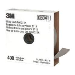 3M - 2" x 50 Yd 400 Grit Aluminum Oxide Cloth Roll - Super Fine Grade, J Weighted Backing - USA Tool & Supply