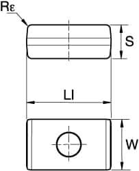 Kennametal - LPE434 Grade KC725M Carbide Milling Insert - TiN/TiCN/TiN Finish, 1/4" Thick, 1/2" Inscribed Circle, 1.6mm Corner Radius - USA Tool & Supply