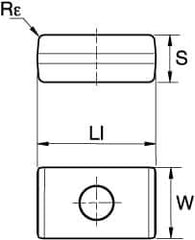 Kennametal - LPE434 Grade KC725M Carbide Milling Insert - TiN/TiCN/TiN Finish, 1/4" Thick, 1/2" Inscribed Circle, 1.6mm Corner Radius - USA Tool & Supply