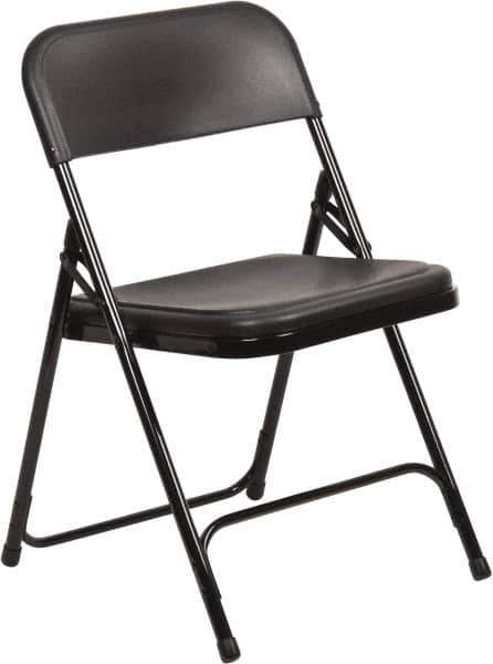 NPS - 18-3/4" Wide x 20-3/4" Deep x 29-3/4" High, Steel Folding Chair with Plastic Seat & Back - Black with Black Frame - USA Tool & Supply