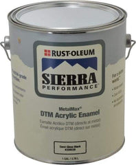 Rust-Oleum - 1 Gal Semi Gloss Black Acrylic Enamel - 180 to 545 Sq Ft/Gal Coverage, <0 g/L VOC Content, Direct to Metal - USA Tool & Supply