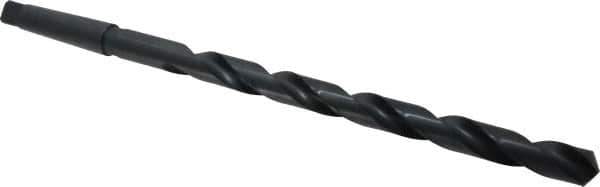 Interstate - 7/8", 3MT 118° Point High Speed Steel Taper Shank Drill Bit - Oxide Finish, 12" Flute Length, 18" OAL, Spiral Flute, Series 502 - USA Tool & Supply