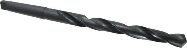 Interstate - 1-3/16", 4MT 118° Point High Speed Steel Taper Shank Drill Bit - Oxide Finish, 12" Flute Length, 18" OAL, Spiral Flute, Series 502 - USA Tool & Supply
