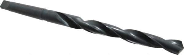 Interstate - 1-1/4", 4MT 118° Point High Speed Steel Taper Shank Drill Bit - Oxide Finish, 12" Flute Length, 18" OAL, Spiral Flute, Series 502 - USA Tool & Supply