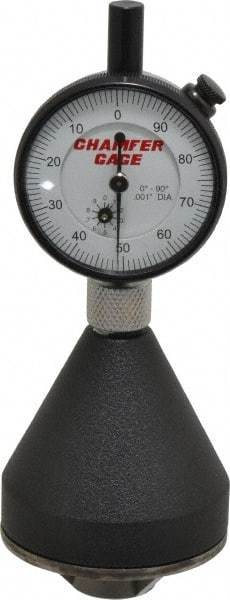 SPI - 1 to 2", 0 to 90° Included Angle, Internal Chamfer Gage - White Hardened Tool Steel (Plunger), 3 Blade & Conical Plunger, 0.001" Accuracy, 0.001" Graduation - USA Tool & Supply