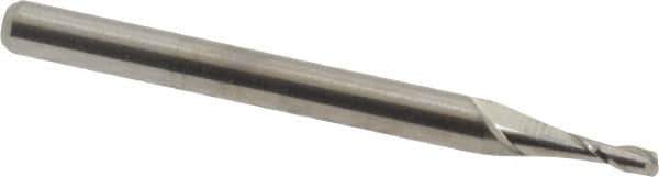 M.A. Ford - 1/16", 3/16" LOC, 1/8" Shank Diam, 1-1/2" OAL, 2 Flute, Solid Carbide Square End Mill - Single End, Uncoated, Spiral Flute, 30° Helix, Centercutting, Right Hand Cut, Right Hand Flute, Series 121 - USA Tool & Supply