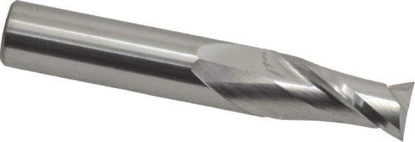 M.A. Ford - 1/2", 1" LOC, 1/2" Shank Diam, 3" OAL, 2 Flute, Solid Carbide Square End Mill - Single End, Uncoated, Spiral Flute, 30° Helix, Centercutting, Right Hand Cut, Right Hand Flute, Series 121 - USA Tool & Supply