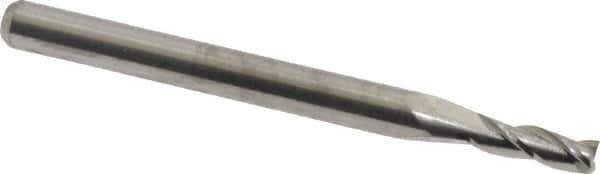 M.A. Ford - 3/32", 9/32" LOC, 1/8" Shank Diam, 1-1/2" OAL, 3 Flute, Solid Carbide Square End Mill - Single End, Uncoated, Spiral Flute, 30° Helix, Centercutting, Right Hand Cut, Right Hand Flute, Series 116 - USA Tool & Supply