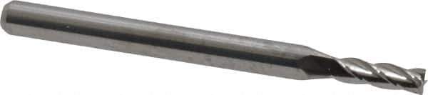 M.A. Ford - 3/32", 9/32" LOC, 1/8" Shank Diam, 1-1/2" OAL, 4 Flute, Solid Carbide Square End Mill - Single End, Uncoated, Spiral Flute, 30° Helix, Centercutting, Right Hand Cut, Right Hand Flute, Series 111 - USA Tool & Supply