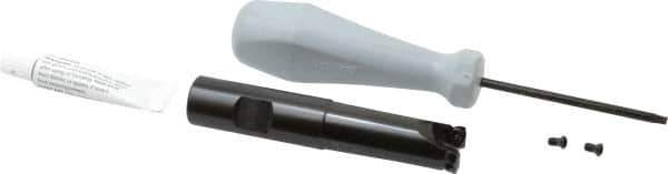 Tungaloy - 3/4" Cut Diam, 0.06" Max Depth, 3/4" Shank Diam, Weldon Shank Indexable High-Feed End Mill - Screw Holding Method, WPM. 05H3.. Insert, EXP Toolholder - USA Tool & Supply