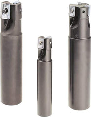 Tungaloy - 1/2" Cut Diam, 0.433" Max Depth of Cut, 5/8" Shank Diam, 3.35" OAL, Indexable Square Shoulder End Mill - ASMT 11T3.. Inserts, Weldon Shank, 90° Lead Angle - USA Tool & Supply