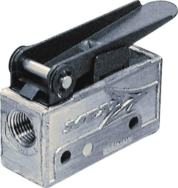 Mead - 0.11 CV Rate, 3 Way Pilot Air Valve - Cross Roller Actuator - USA Tool & Supply