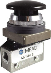 Mead - 0.11 CV Rate, 3 Way Pilot Air Valve - Mushroom Head Actuator - USA Tool & Supply