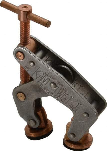 Kant Twist - 350 Lb, 7/8" Max Opening, 1/2" Open Throat Depth, 1/2" Closed Throat Depth, Cantilever Clamp - High Tensile Steel Jaw, T-Handle, 2-1/8" OAL, 1-3/4" Max Width - USA Tool & Supply