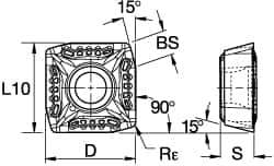 Kennametal - SDPT43 GB Grade KCPK30 Carbide Milling Insert - TiN/TiCN/Al2O3 Finish, 3/16" Thick, 1/2" Inscribed Circle, 0.8mm Corner Radius - USA Tool & Supply