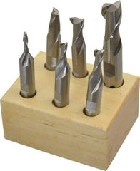 Interstate - 1/8 to 1/2", 2 Flute Square End Mill Set - Uncoated, High Speed Steel, Double End, 3/8, 1/2" Shank Diam, Centercutting - USA Tool & Supply