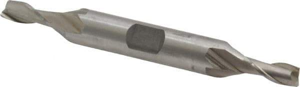 Interstate - 7/32", 1/2" LOC, 3/8" Shank Diam, 3-1/8" OAL, 2 Flute, High Speed Steel Square End Mill - Double End, Uncoated, Spiral Flute, 30° Helix, Centercutting, Right Hand Cut, Right Hand Flute - USA Tool & Supply