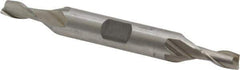 Interstate - 7/32", 1/2" LOC, 3/8" Shank Diam, 3-1/8" OAL, 2 Flute, High Speed Steel Square End Mill - Double End, Uncoated, Spiral Flute, 30° Helix, Centercutting, Right Hand Cut, Right Hand Flute - USA Tool & Supply