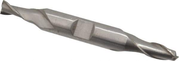 Interstate - 1/4", 1/2" LOC, 3/8" Shank Diam, 3-1/8" OAL, 2 Flute, High Speed Steel Square End Mill - Double End, Uncoated, Spiral Flute, 30° Helix, Centercutting, Right Hand Cut, Right Hand Flute - USA Tool & Supply