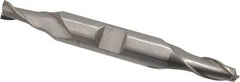 Interstate - 1/4", 1/2" LOC, 3/8" Shank Diam, 3-1/8" OAL, 2 Flute, High Speed Steel Square End Mill - Double End, Uncoated, Spiral Flute, 30° Helix, Centercutting, Right Hand Cut, Right Hand Flute - USA Tool & Supply