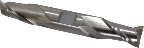 Interstate - 3/4", 1-5/16" LOC, 3/4" Shank Diam, 5" OAL, 2 Flute, High Speed Steel Square End Mill - Double End, Uncoated, Spiral Flute, 30° Helix, Centercutting, Right Hand Cut, Right Hand Flute - USA Tool & Supply