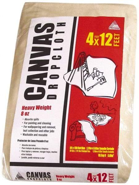 TRIMACO - Heavyweight 8 oz Canvas Drop Cloth - 12' x 4' - USA Tool & Supply