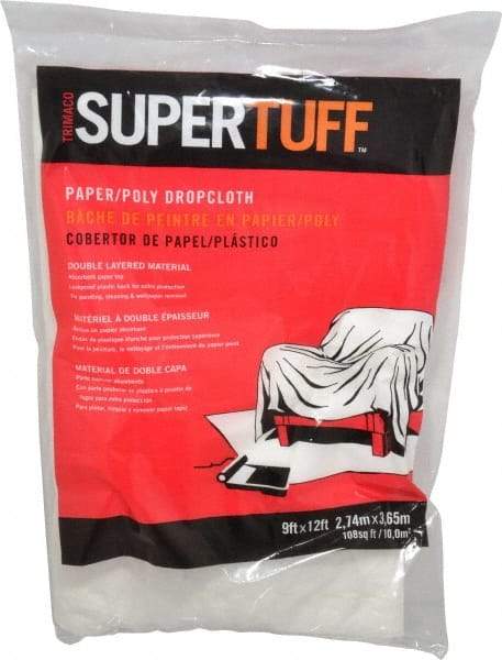 TRIMACO - Medium Weight Paper/Plastic Drop Cloth - 12' x 9' - USA Tool & Supply