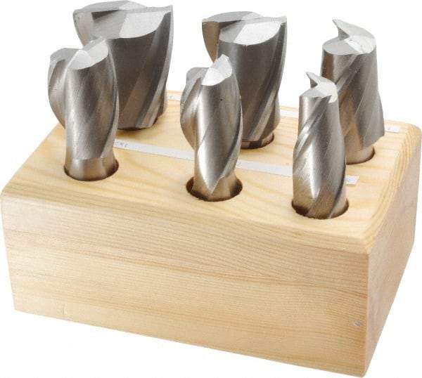 Interstate - 3/4 to 1-1/2", 2 Flute Square End Mill Set - Uncoated, High Speed Steel, Single End, 3/4" Shank Diam, Centercutting - USA Tool & Supply