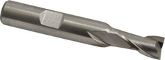 Interstate - 21/64", 9/16" LOC, 3/8" Shank Diam, 2-3/8" OAL, 2 Flute, High Speed Steel Square End Mill - Single End, Uncoated, Spiral Flute, 30° Helix, Centercutting, Right Hand Cut, Right Hand Flute - USA Tool & Supply