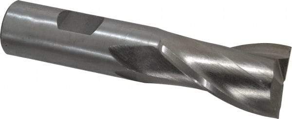 Interstate - 15/16", 1-1/2" LOC, 3/4" Shank Diam, 3-3/4" OAL, 2 Flute, High Speed Steel Square End Mill - Single End, Uncoated, Spiral Flute, 30° Helix, Centercutting, Right Hand Cut, Right Hand Flute - USA Tool & Supply