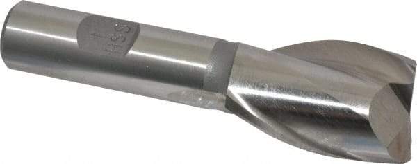 Interstate - 1", 1-1/2" LOC, 5/8" Shank Diam, 3-5/8" OAL, 2 Flute, High Speed Steel Square End Mill - Single End, Uncoated, Spiral Flute, 30° Helix, Centercutting, Right Hand Cut, Right Hand Flute - USA Tool & Supply