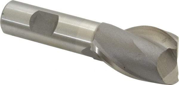 Interstate - 1-1/8", 1-5/8" LOC, 3/4" Shank Diam, 3-7/8" OAL, 2 Flute, High Speed Steel Square End Mill - Single End, Uncoated, Spiral Flute, 30° Helix, Centercutting, Right Hand Cut, Right Hand Flute - USA Tool & Supply