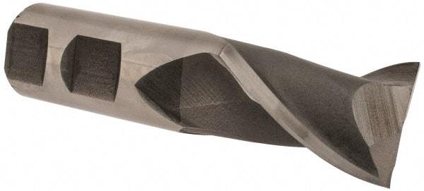 Interstate - 1-1/8", 1-5/8" LOC, 1" Shank Diam, 4-1/8" OAL, 2 Flute, High Speed Steel Square End Mill - Single End, Uncoated, Spiral Flute, 30° Helix, Centercutting, Right Hand Cut, Right Hand Flute - USA Tool & Supply