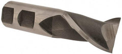 Interstate - 1-1/8", 1-5/8" LOC, 1" Shank Diam, 4-1/8" OAL, 2 Flute, High Speed Steel Square End Mill - Single End, Uncoated, Spiral Flute, 30° Helix, Centercutting, Right Hand Cut, Right Hand Flute - USA Tool & Supply