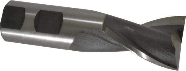Interstate - 1-1/4", 1-5/8" LOC, 1" Shank Diam, 4-1/8" OAL, 2 Flute, High Speed Steel Square End Mill - Single End, Uncoated, Spiral Flute, 30° Helix, Centercutting, Right Hand Cut, Right Hand Flute - USA Tool & Supply