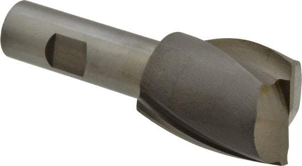 Interstate - 1-3/8", 1-5/8" LOC, 3/4" Shank Diam, 3-7/8" OAL, 2 Flute, High Speed Steel Square End Mill - Single End, Uncoated, Spiral Flute, 30° Helix, Centercutting, Right Hand Cut, Right Hand Flute - USA Tool & Supply