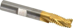 RobbJack - 3/8" Diam, Fine Pitch, 5/8" LOC, 3 Flute Solid Carbide Roughing Square End Mill - TiN Finish, 2-1/2" OAL, 3/8" Shank Diam, Single End, Centercutting, 30° Helix - USA Tool & Supply