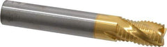 RobbJack - 7/16" Diam, Fine Pitch, 5/8" LOC, 4 Flute Solid Carbide Roughing Square End Mill - TiN Finish, 2-3/4" OAL, 7/16" Shank Diam, Single End, Centercutting, 30° Helix - USA Tool & Supply