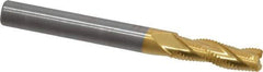 RobbJack - 1/4" Diam, Fine Pitch, 3/4" LOC, 3 Flute Solid Carbide Roughing Square End Mill - TiN Finish, 2-1/2" OAL, 1/4" Shank Diam, Single End, Centercutting, 30° Helix - USA Tool & Supply