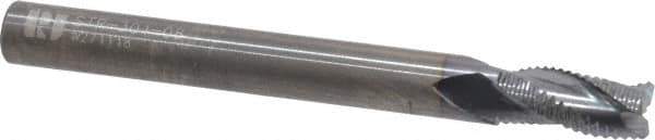 RobbJack - 1/4" Diam, Fine Pitch, 1/2" LOC, 3 Flute Solid Carbide Roughing Square End Mill - TiCN Finish, 2-1/2" OAL, 1/4" Shank Diam, Single End, Centercutting, 30° Helix - USA Tool & Supply