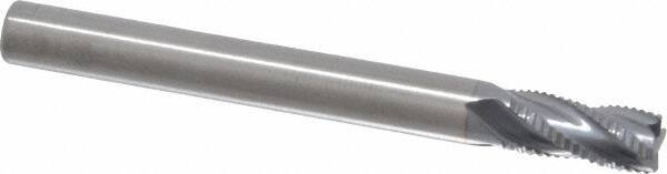 RobbJack - 1/4" Diam, Fine Pitch, 1/2" LOC, 4 Flute Solid Carbide Roughing Square End Mill - TiCN Finish, 2-1/2" OAL, 1/4" Shank Diam, Single End, Centercutting, 30° Helix - USA Tool & Supply