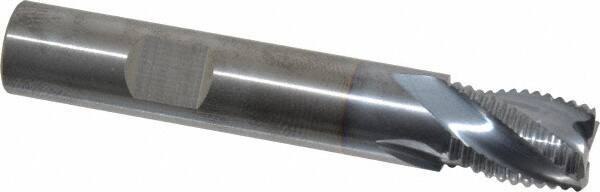 RobbJack - 1/2" Diam, Fine Pitch, 5/8" LOC, 4 Flute Solid Carbide Roughing Square End Mill - TiCN Finish, 3" OAL, 1/2" Shank Diam, Single End, Centercutting, 30° Helix - USA Tool & Supply