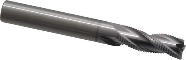 RobbJack - 5/16" Diam, Fine Pitch, 13/16" LOC, 3 Flute Solid Carbide Roughing Square End Mill - TiCN Finish, 2-1/2" OAL, 5/16" Shank Diam, Single End, Centercutting, 30° Helix - USA Tool & Supply