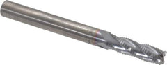 RobbJack - 1/4" Diam, Fine Pitch, 3/4" LOC, 4 Flute Solid Carbide Roughing Square End Mill - TiCN Finish, 2-1/2" OAL, 1/4" Shank Diam, Single End, Centercutting, 30° Helix - USA Tool & Supply