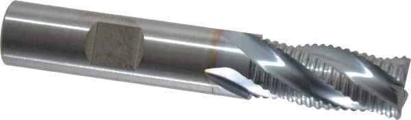 RobbJack - 1/2" Diam, Fine Pitch, 1" LOC, 4 Flute Solid Carbide Roughing Square End Mill - TiCN Finish, 3" OAL, 1/2" Shank Diam, Single End, Centercutting, 30° Helix - USA Tool & Supply