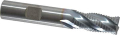 RobbJack - 1/2" Diam, Fine Pitch, 1" LOC, 4 Flute Solid Carbide Roughing Square End Mill - TiCN Finish, 3" OAL, 1/2" Shank Diam, Single End, Centercutting, 30° Helix - USA Tool & Supply