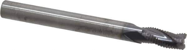 RobbJack - 1/4" Diam, Fine Pitch, 1/2" LOC, 3 Flute Solid Carbide Roughing Square End Mill - AlTiN Finish, 2-1/2" OAL, 1/4" Shank Diam, Single End, Centercutting, 30° Helix - USA Tool & Supply