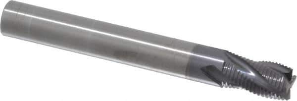 RobbJack - 5/16" Diam, Fine Pitch, 1/2" LOC, 4 Flute Solid Carbide Roughing Square End Mill - AlTiN Finish, 2-1/2" OAL, 5/16" Shank Diam, Single End, Centercutting, 30° Helix - USA Tool & Supply