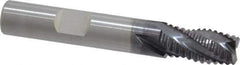 RobbJack - 3/8" Diam, Fine Pitch, 5/8" LOC, 4 Flute Solid Carbide Roughing Square End Mill - AlTiN Finish, 2-1/2" OAL, 3/8" Shank Diam, Single End, Centercutting, 30° Helix - USA Tool & Supply
